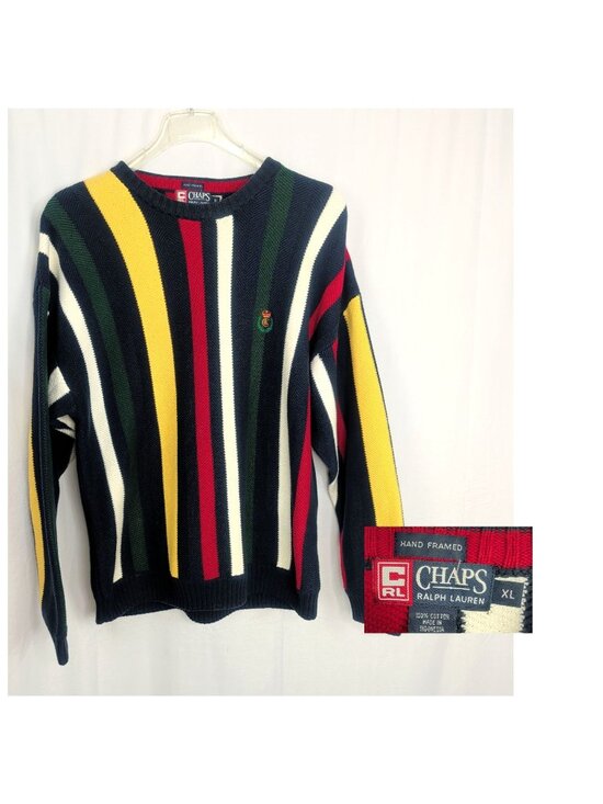 Ralph Lauren Other - Vintage 90s  Ralph Lauren Sweater Large Stripe Knit Hand Framed